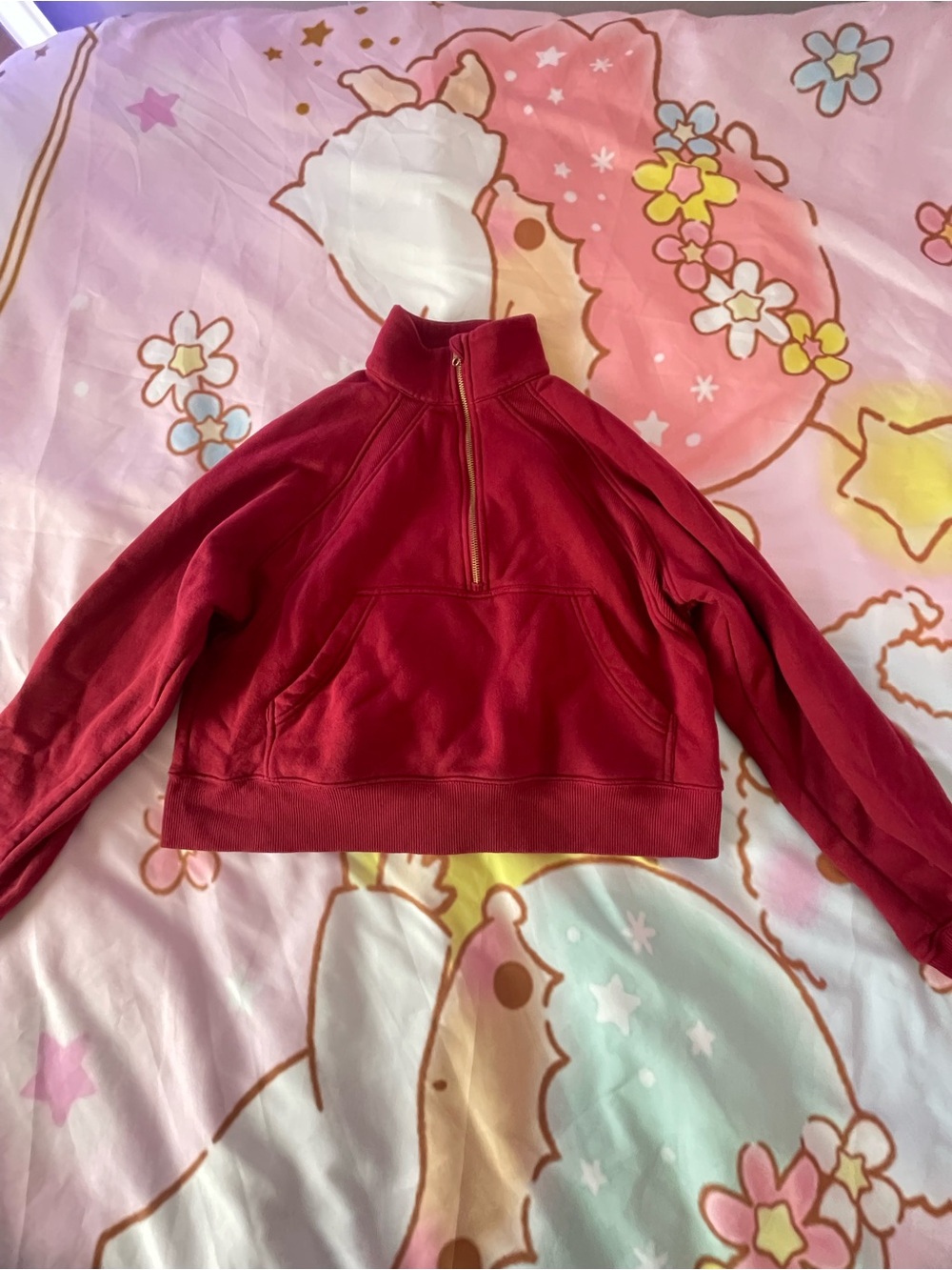 Half-Zip Women’s Pullover Sweater - Red